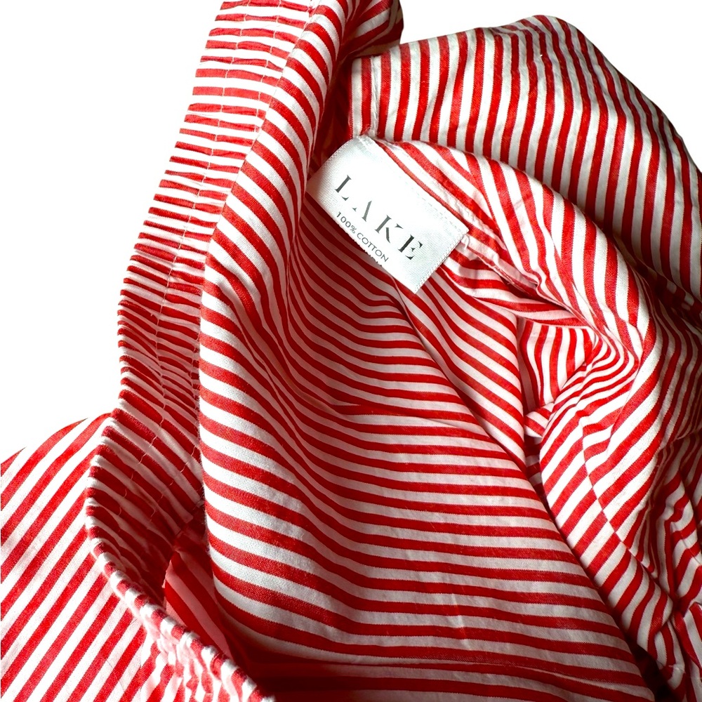LAKE Pajamas Red & White Stripe 100% Cotton Set – Size Small (Top & Pants) - Picture 7 of 8